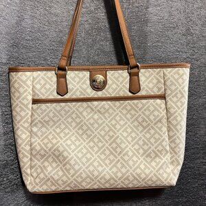 Tommy Hilfiger Purse Monogram Logo Brown Beige Tote